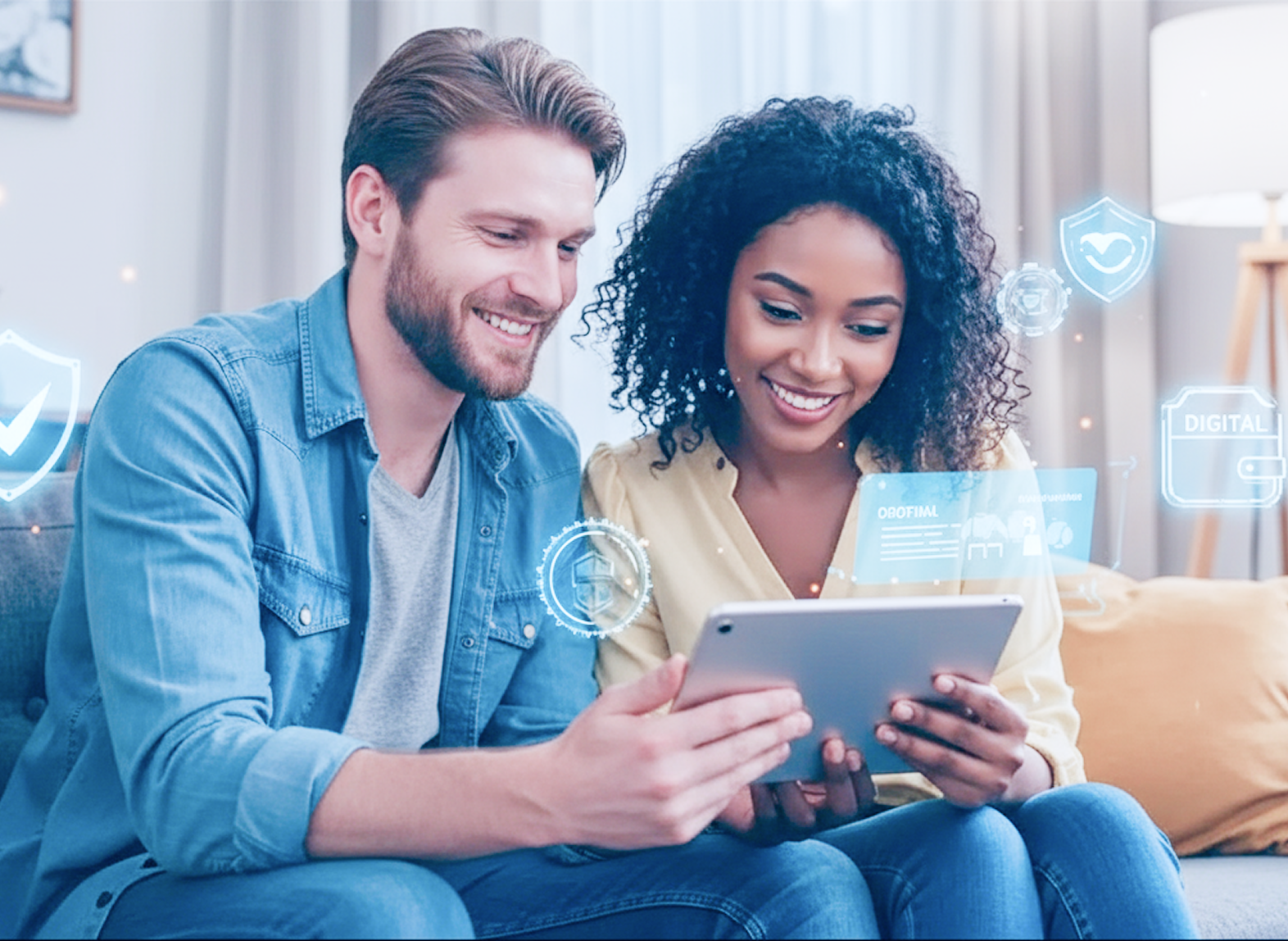 A man and woman smiling